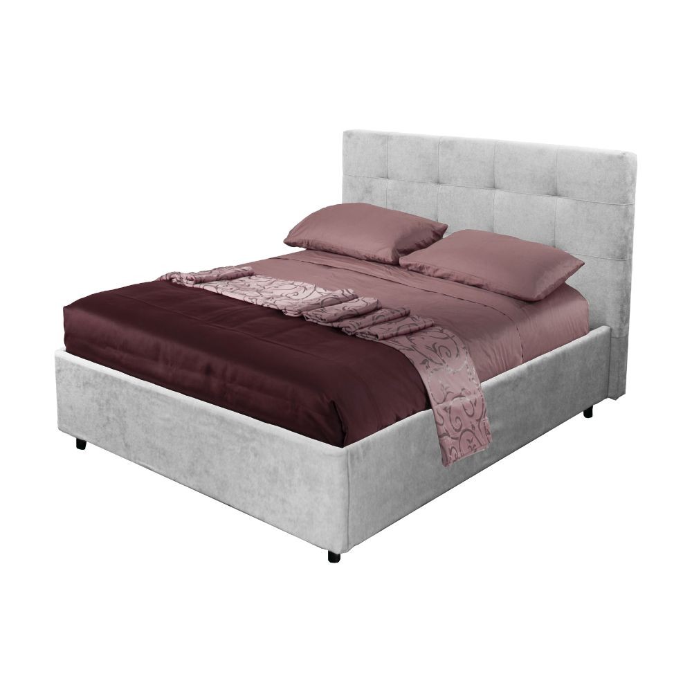 Letto una piazza e mezza Ascoli contenitore in tessuto Enjoy 20 grigio chiaro