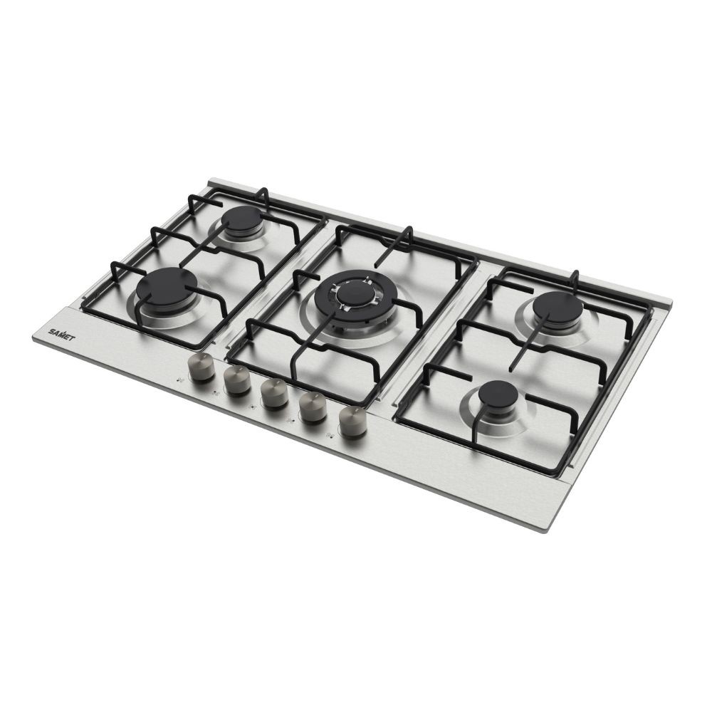 Piano cottura Samet Apollo 2 a gas da incasso 5 fuochi 90 cm. in acciaio inox