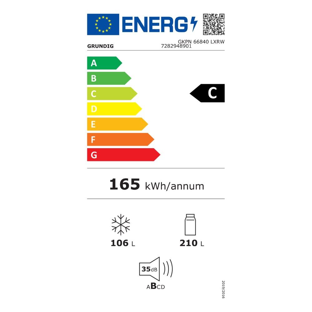 Frigorifero combinato Grundig GKPN66840LXRW libera installazione no frost 324 lt