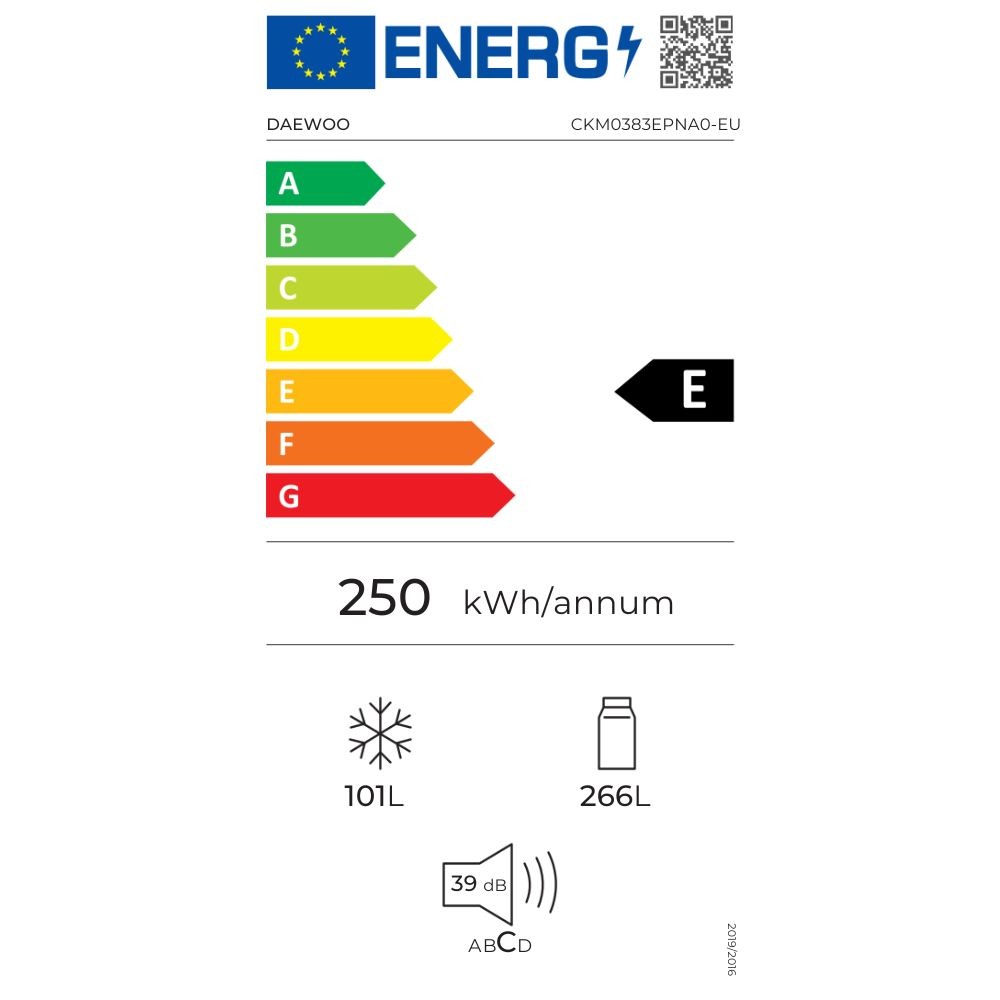 Frigorifero combinato CKM0383EPNA0 a libera installazione Pet inox Classe E Daew